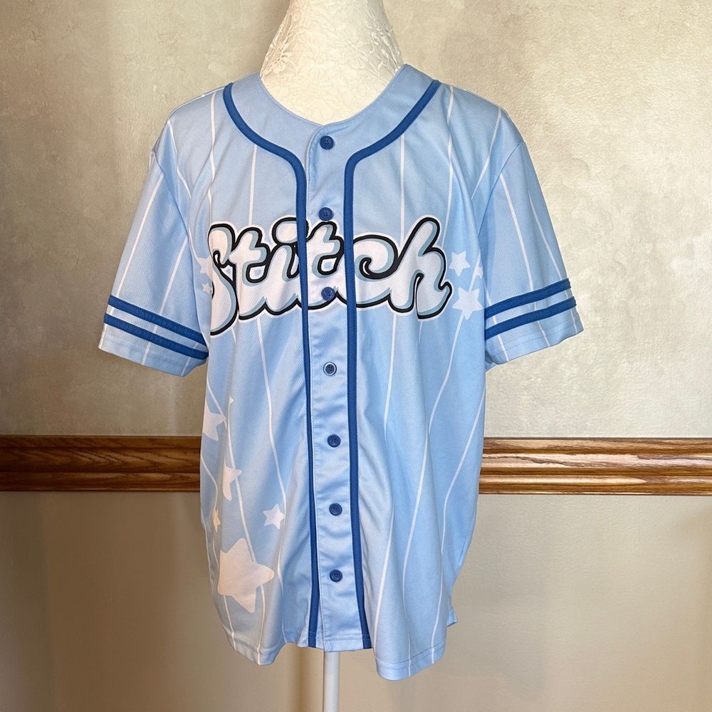 Disney Kid Stitch Baseball Shirt Blue Size Large